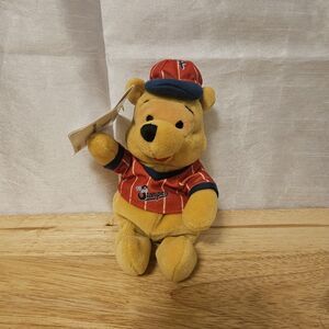 Disney Store Winnie the Pooh Bear Baseball Mini Bean Bag Plush Stuffed Toy 8in